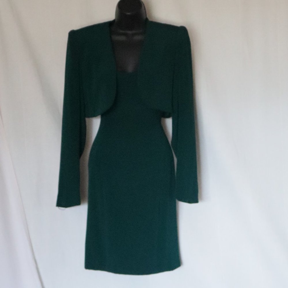 Hourglass Forrest Green Dress w/CroppedJacket